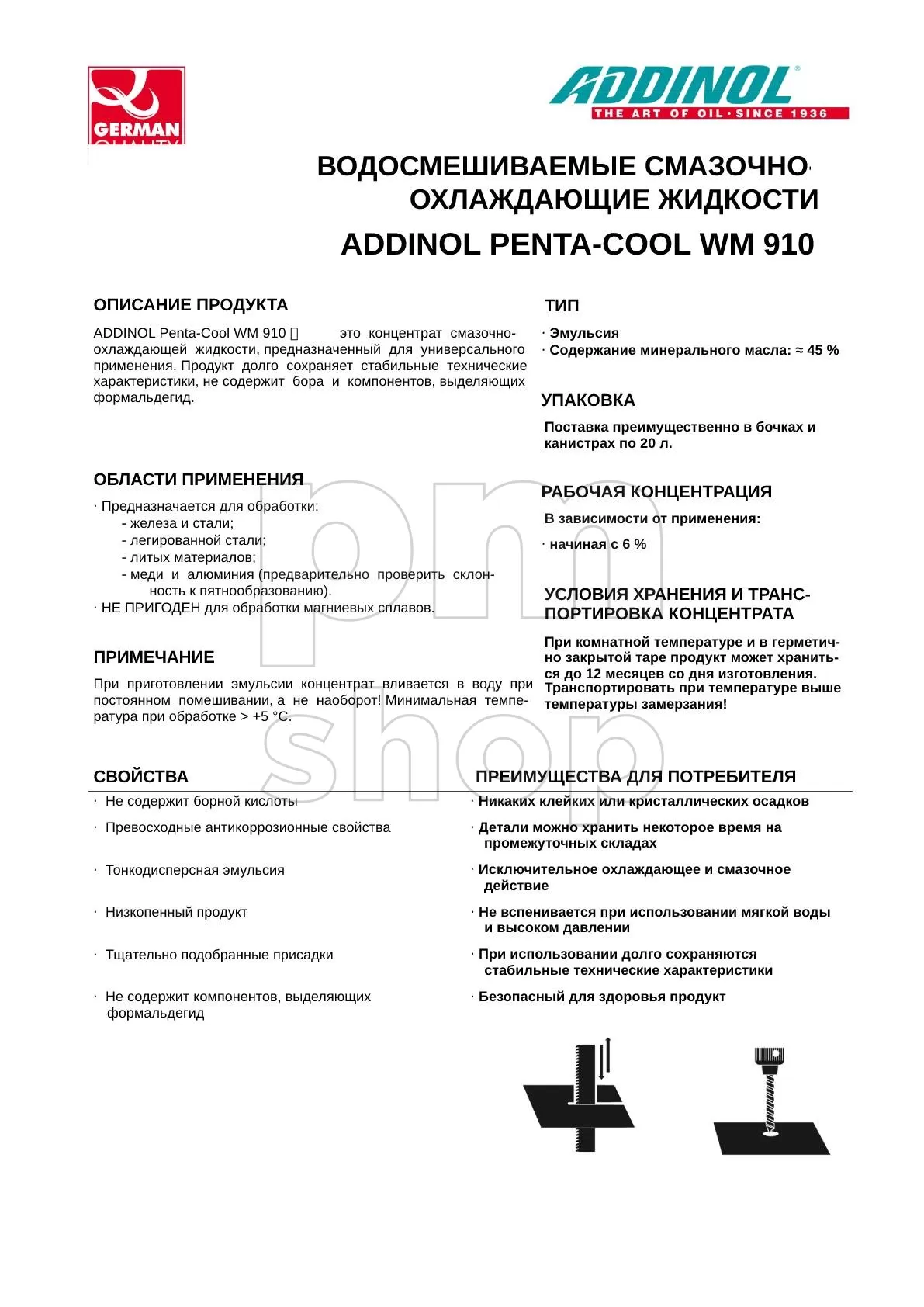 СОЖ ADDINOL Penta-Cool WM 910 20л заказать