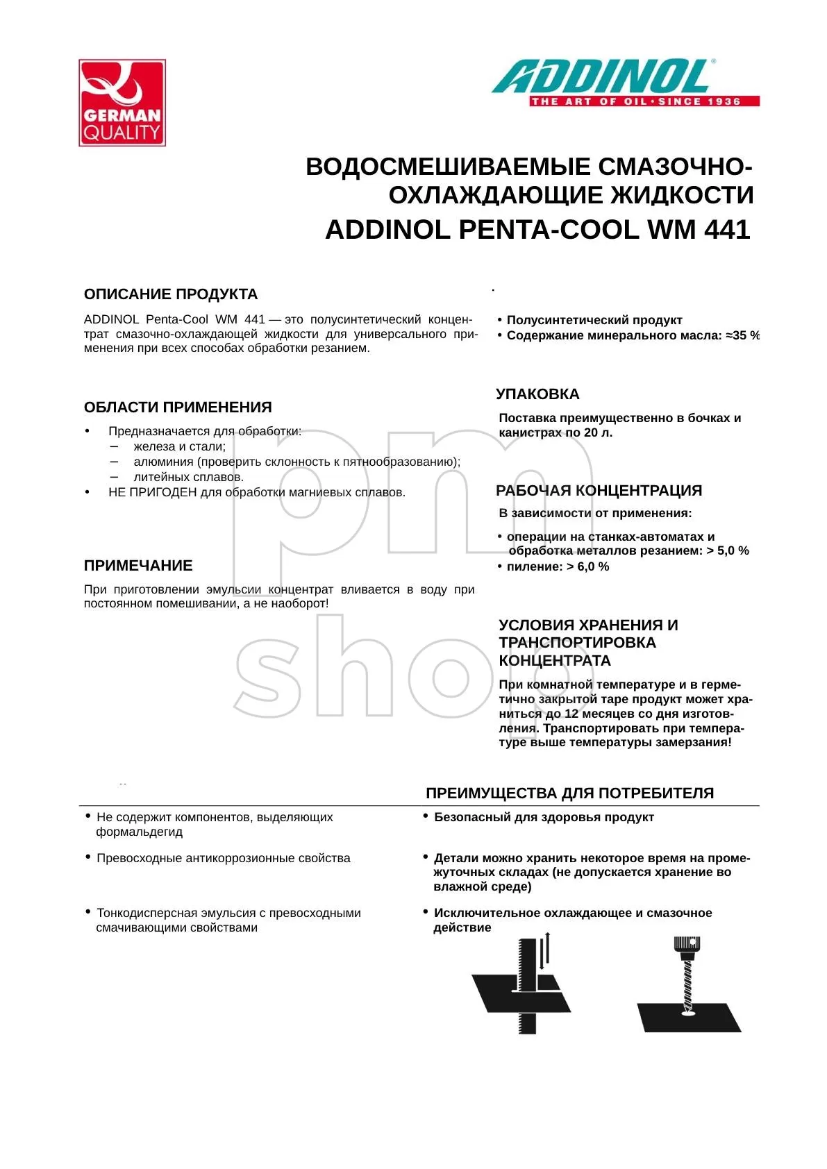 СОЖ ADDINOL Penta-Cool WM 441 20л и 205л заказать