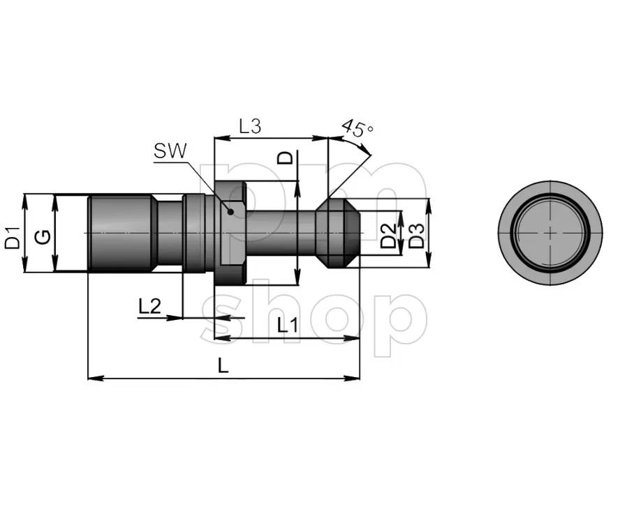 Штревель Zegyo BT50-45 без отверстия под СОЖ заказать