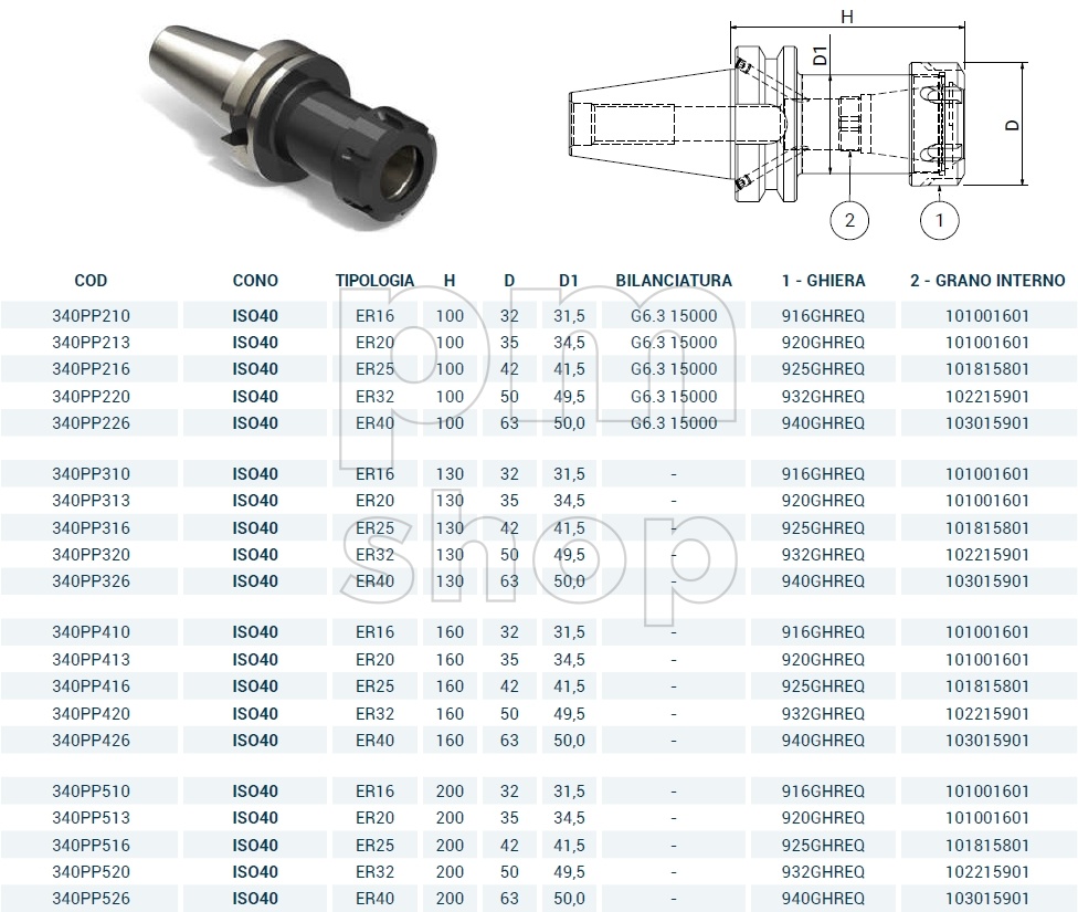 Патрон цанговый Pagnoni MAS403 BT50-ER50 заказать