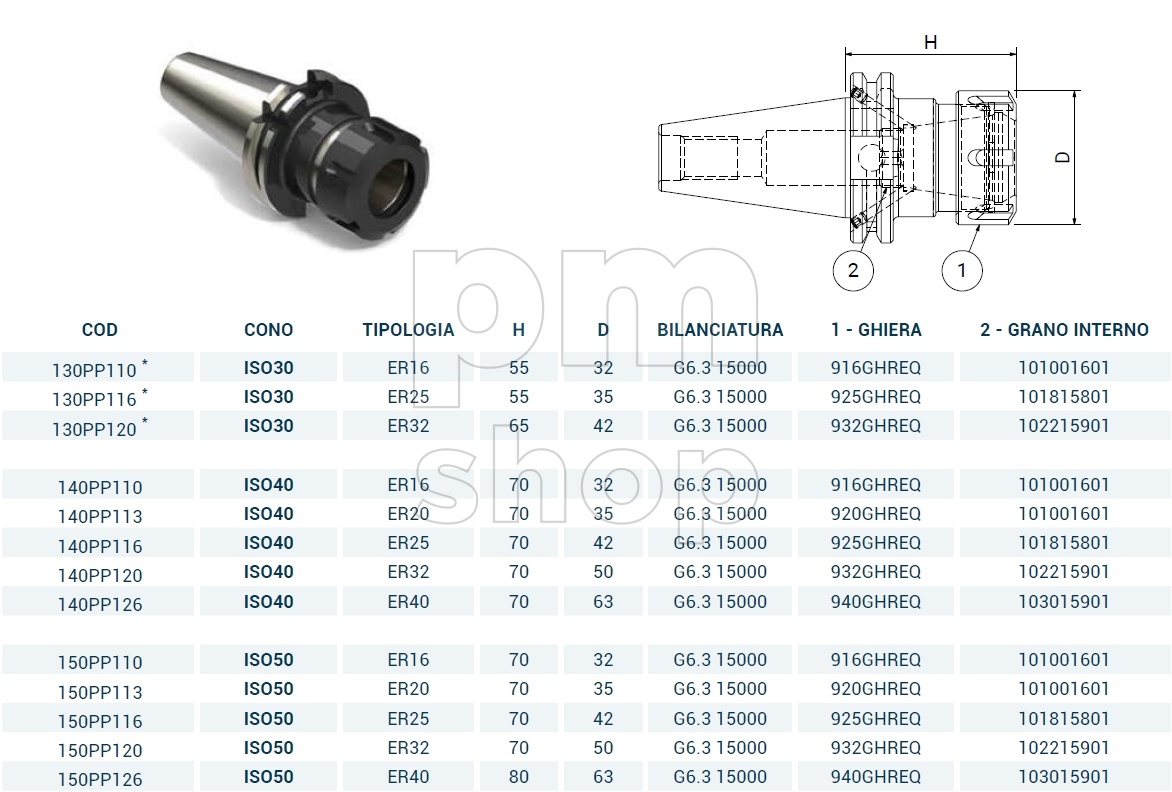 Патрон цанговый Pagnoni DIN69871 SK40-ER20 заказать