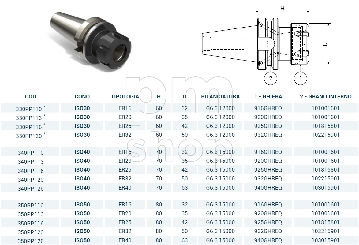 Патрон цанговый Pagnoni MAS403 BT50-ER50 заказать