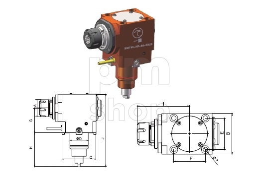 Приводной инструментальный блок BMT40-HF-ER20 для цанг ER25, осевое крепление - тип HF заказать