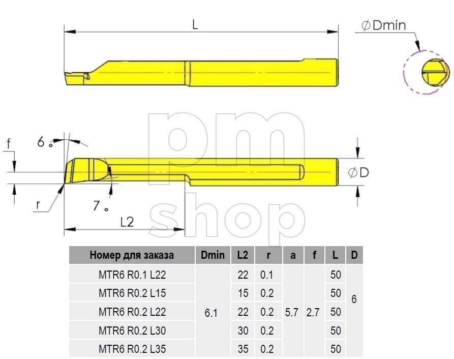 Мини-резец расточной SHTAIN серия MTR6 заказать