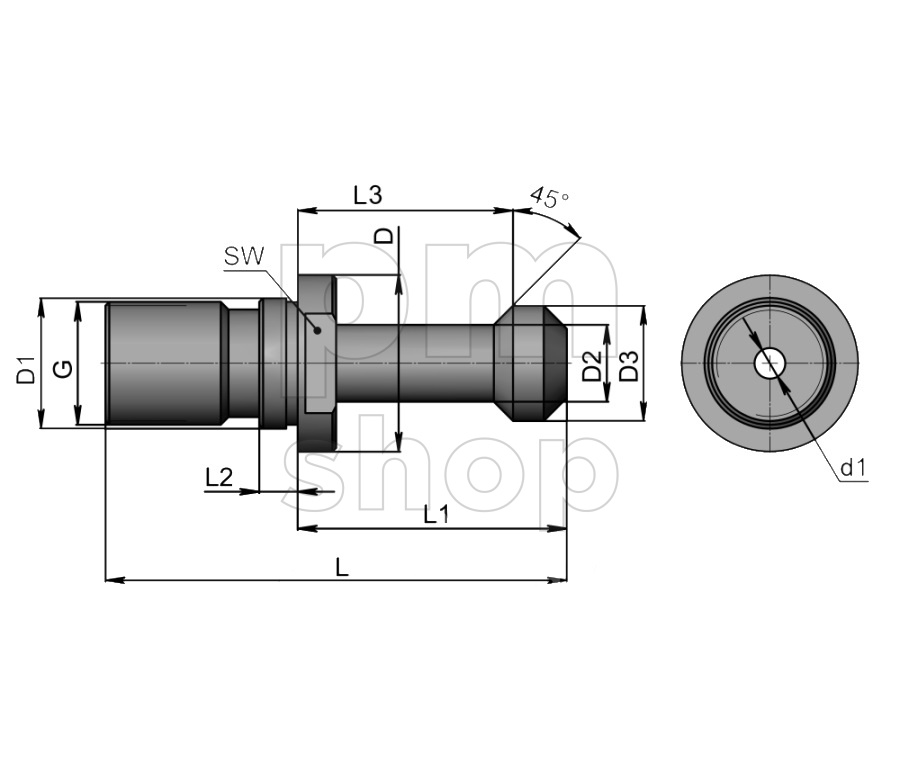 Штревель Zegyo BT50-45 с отверстием под СОЖ заказать