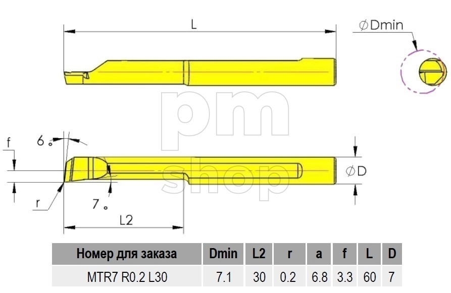 Мини-резец расточной SHTAIN серия MTR7 заказать