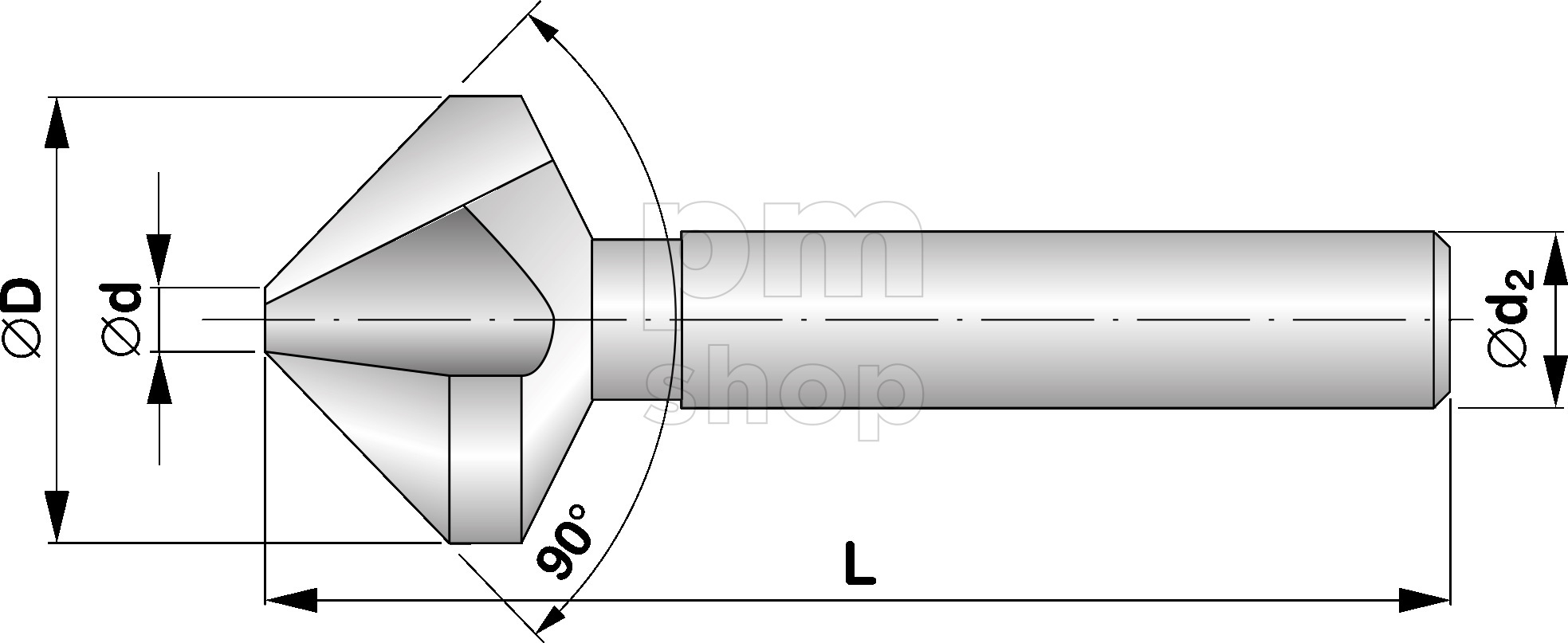 Зенковка HSS с цилиндрическим хвостовиком StimZet 221625-90° заказать