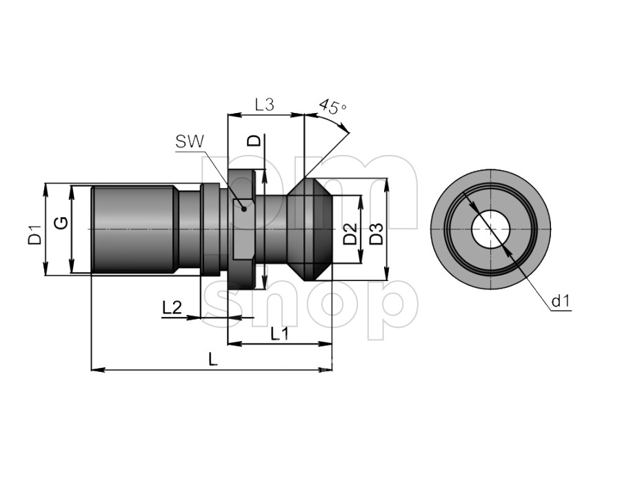 Штревель Zegyo PS-BT40-45-H с отверстием под СОЖ для станка MAZAK заказать