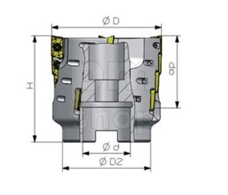 Фреза торцевая насадная BAP400R-D63-27d-95M-4T-20P со сменными пластинами заказать