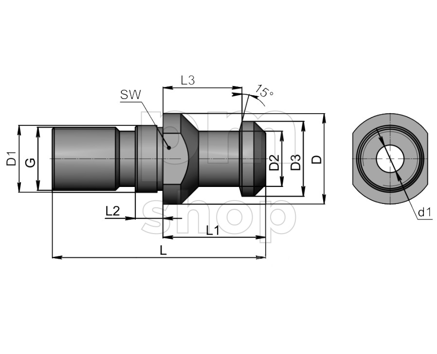 Штревель Zegyo SK40-15 с отверстием под СОЖ, с уплотнительным кольцом заказать