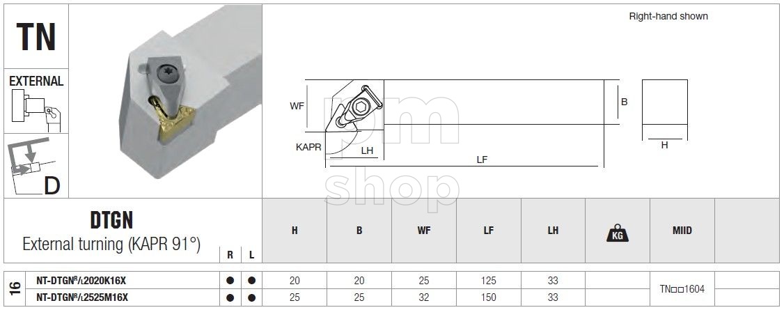 Державка токарная проходная Nikko Tools DTGNL заказать