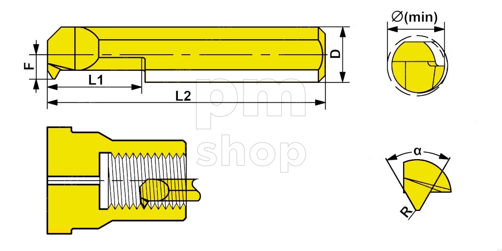 Мини-резец MIR-6-L22-A55-JF610M для нарезания внутренней резьбы неполного профиля 55° заказать