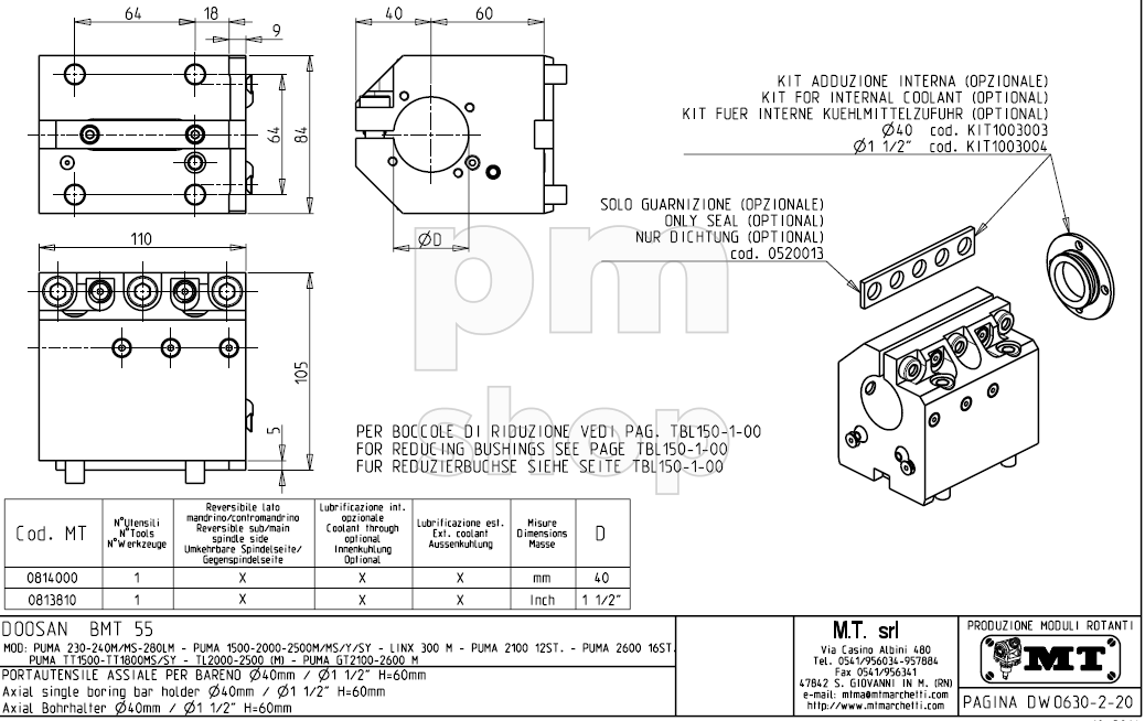 Держатель расточных резцов M.T. S.r.l. DW230-B40-060 заказать