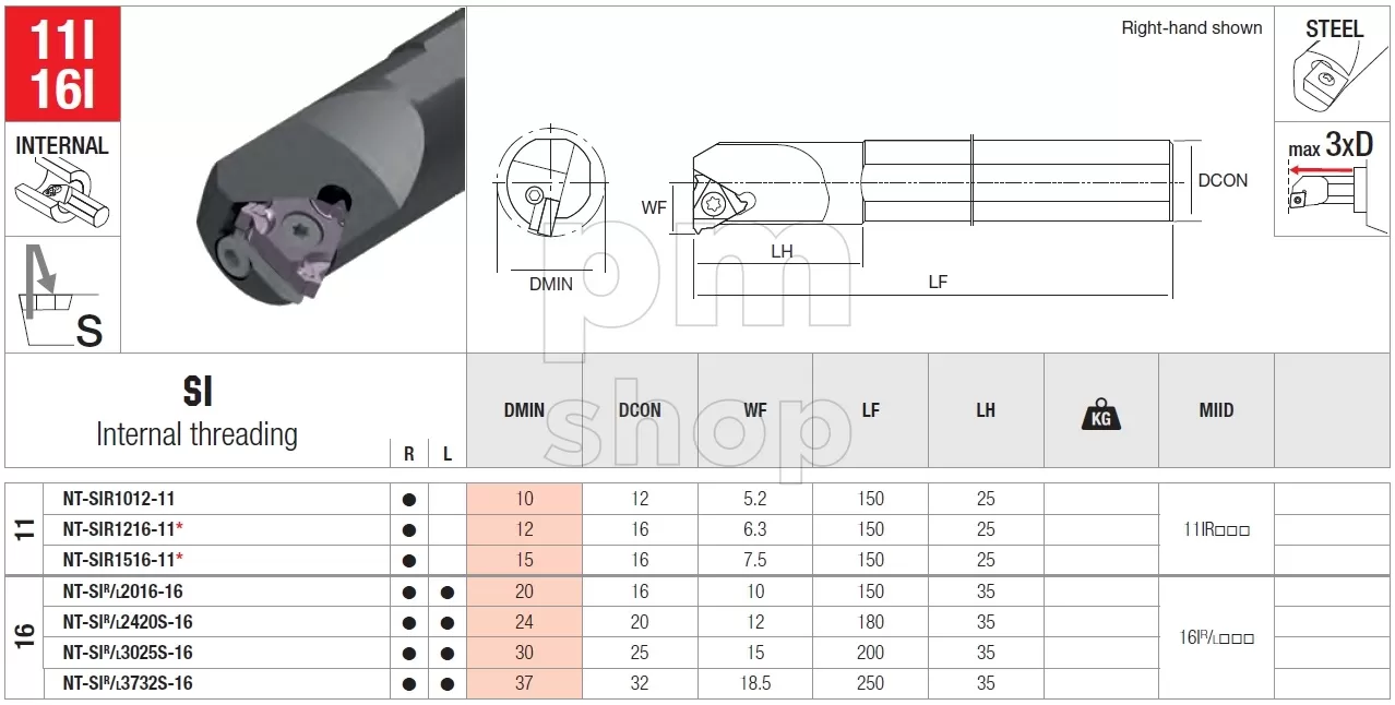 Державка токарная для нарезания внутренней резьбы Nikko Tools SIR3025S-16 заказать