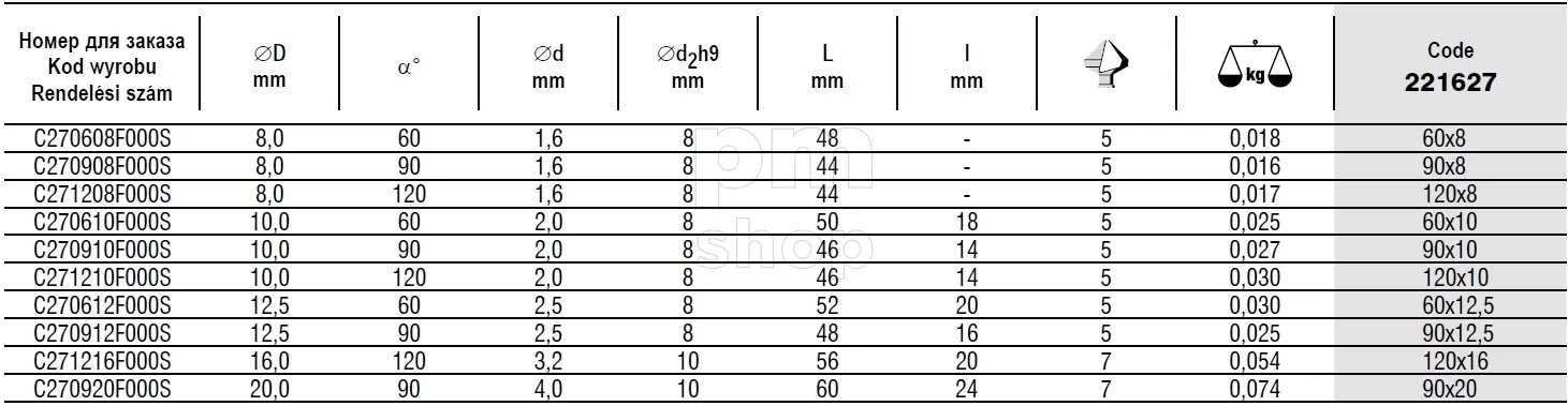 Зенковка HSS с цилиндрическим хвостовиком StimZet 221627-60° заказать