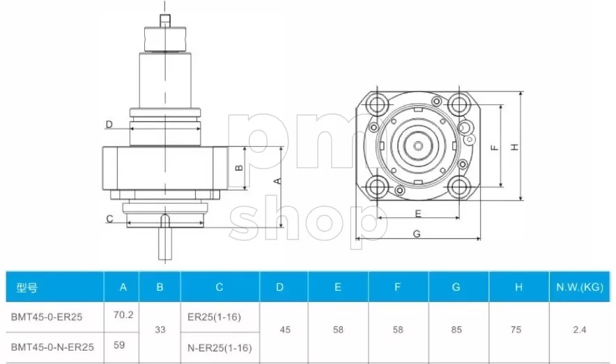 Головка осевая сверлильно-фрезерная POWER WEII BMT45-0-ER25 заказать
