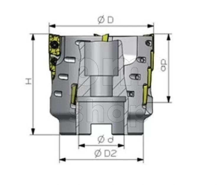 Фреза торцевая насадная BAP400R-D100-40d-72M-6T-30P со сменными пластинами заказать
